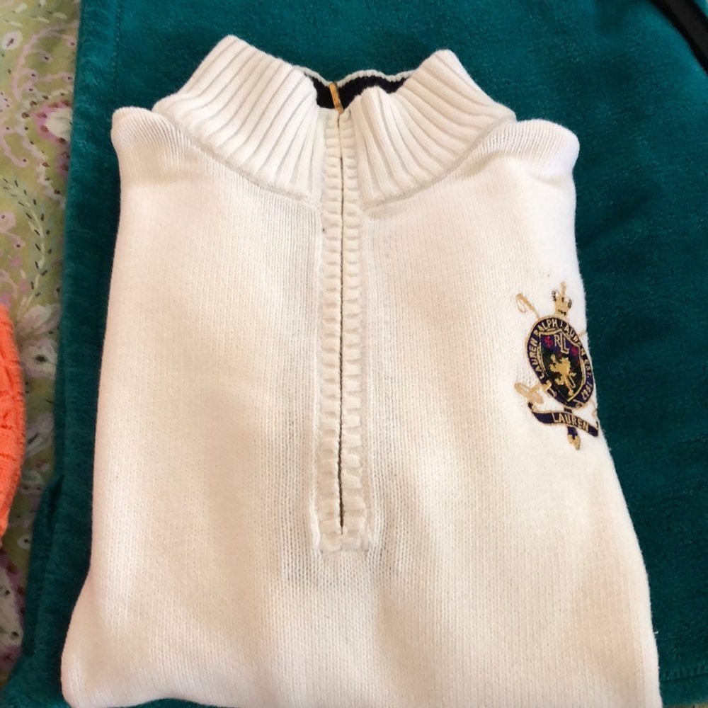 Ralph Lauren, long sleeved, white, half zip sweater,size extra large - Picture 8 of 8
